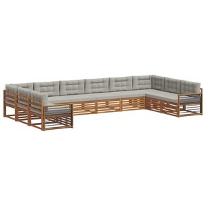 vidaXL Ensembles de canapés avec coussin 10 Pièces Gris Naturel et Clair