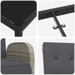 vidaXL Ensemble de salle à manger de jardin de 9 pièces avec coussins gris en poly rattan