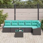 vidaXL Ensemble de Canapés avec coussin 7 Pièces Noir polyrotin