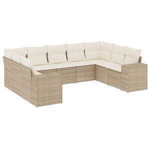 vidaXL Salon de jardin avec coussins 9 Pièces beige résine tressée