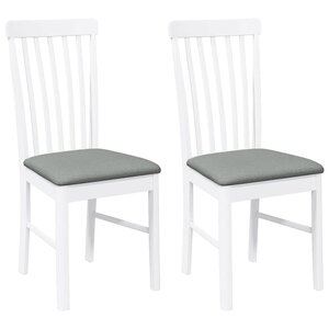 vidaXL Chaises à manger coussins 2 Pièces blanc bois massif caoutchouc