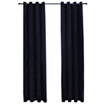vidaXL Rideaux occultants avec anneaux 2 Pièces Velours Noir 140x175 cm
