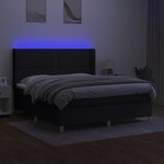 vidaXL Sommier à lattes de lit matelas et LED Noir 180x200 cm Tissu