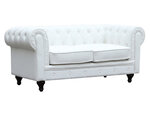 Canapé fixe Chesterfield "Aliza" - 157 x 82 x 70 cm - 2 places - Blanc
