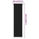 vidaXL Store roulant d'extérieur 60x230 cm Noir PEHD