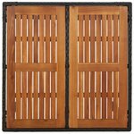 vidaXL Table de jardin dessus en bois Noir 90x90x75 cm Résine tressée