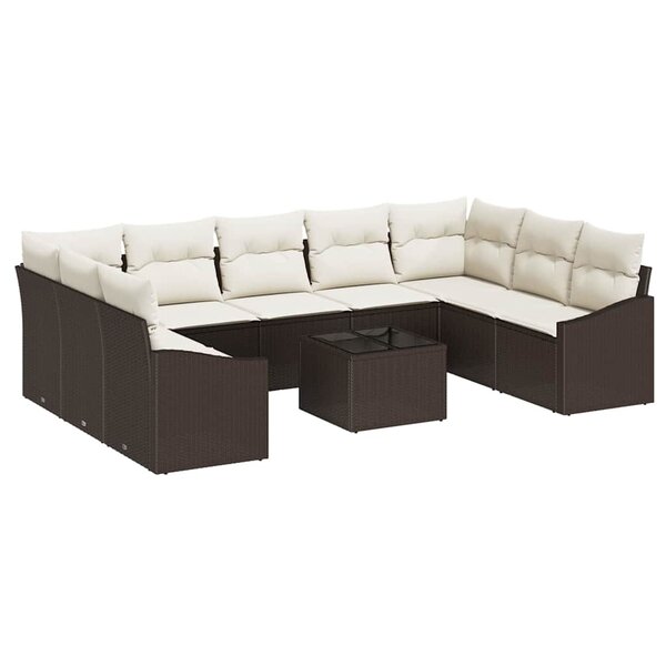 vidaXL Ensemble de canapé de jardin 10 Pièces Marron Poly rotin