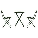 vidaXL Ensemble bistro pliant 3 Pièces Vert foncé Acier