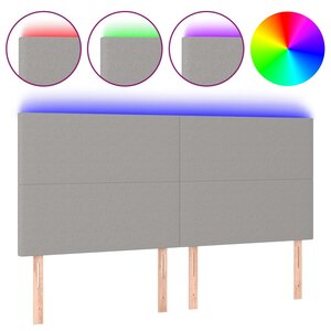 vidaXL Tête de lit à LED Gris clair 160x5x118/128 cm Tissu