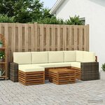 vidaXL Ensemble de canapé d'angle avec coussin 7 Pièces Naturel et Crème