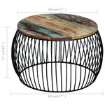 Vidaxl table basse ronde 68x37 cm bois de récupération massif