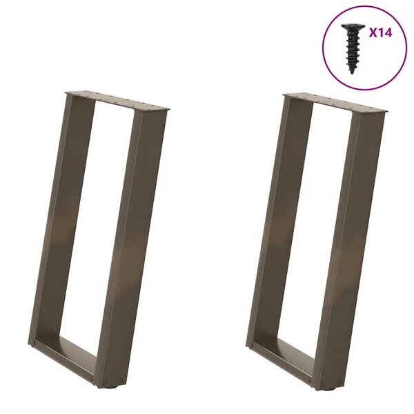 vidaXL Pieds de table à manger en forme de U  2 pièces  acier naturel  60 x (72-73) cm