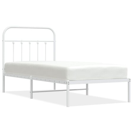 vidaXL Cadre de lit métal avec tête de lit blanc 90x200 cm