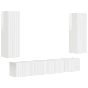 vidaXL Ensemble meuble TV 3 Pièces Blanc brillant Bois d'ingénierie