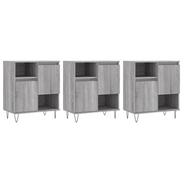 vidaXL Buffets 3 Pièces Sonoma gris Bois d'ingénierie