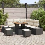vidaXL Ensemble de canapé de jardin 8 Pièces Noir Poly rotin