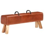 Banc banquette cheval d'arçon 135 x 25 x 55 cm synthétique véritable de chèvre marron 02_0010829