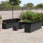 vidaXL Ensemble de canapé de jardin 11 Pièces Noir polyrotin