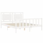 vidaXL Cadre de lit avec tête de lit blanc King Size bois massif