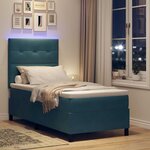 vidaXL Lit à ressort LED avec matelas Bleu foncé 100 x 200 cm tissu