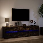vidaXL Meuble TV avec LED chêne fumé 180x34x50 cm bois d'ingénierie