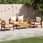 vidaXL Salon de jardin avec coussins 5 Pièces Bois d'acacia solide
