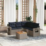vidaXL Salon de jardin 6 Pièces avec coussins gris résine tressée