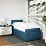 vidaXL Sommier à lattes de lit avec matelas bleu 90x200 cm velours