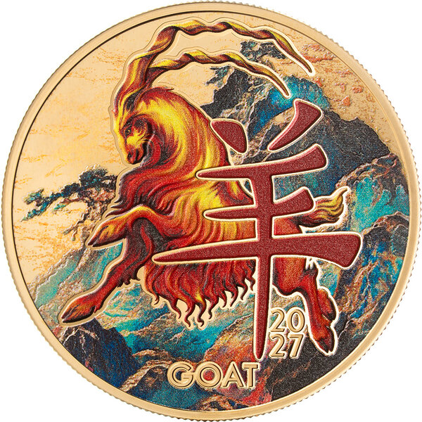 Monnaie YEAR OF THE GOAT Lunar Zodiac 1/2 Oz Argent 500 Francs Cameroon 2027 (PRÉCOMMANDE)