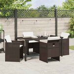 vidaXL Ensemble de salle à manger pour jardin 5 Pièces Marron polyrotin