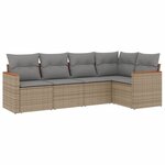 vidaXL Salon de jardin avec coussins 5 Pièces beige résine tressée