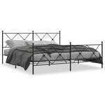 vidaXL Cadre de lit métal sans matelas avec pied de lit noir 183x213cm