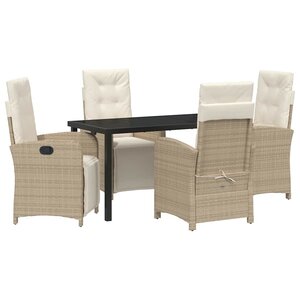 vidaXL Ensemble de salle à manger pour jardin 5 Pièces Beige polyrotin