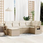 vidaXL Salon de jardin avec coussins 6 Pièces beige résine tressée