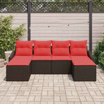 vidaXL Ensemble de Canapés avec coussin 6 Pièces Marron polyrotin