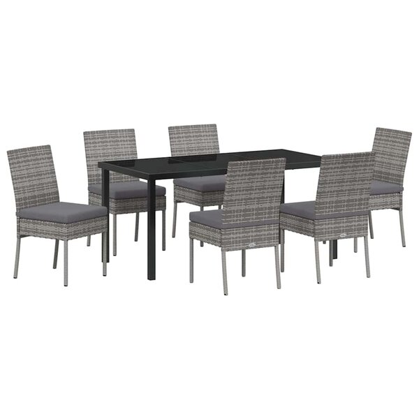 vidaXL Ensemble de salle à manger pour jardin 7 Pièces Gris