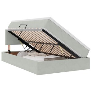vidaXL Lit de rangement LED avec matelas Gris clair 120 x 200 cm