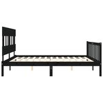 vidaXL Cadre de lit avec tête de lit noir 200x200 cm bois massif