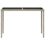 vidaXL Table de jardin dessus en verre gris clair 115x54x74 cm rotin
