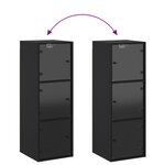 vidaXL Armoire murale avec portes en verre noir 35x37x100 cm