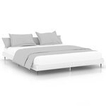 vidaXL Cadre de lit blanc brillant 160x200 cm bois d'ingénierie