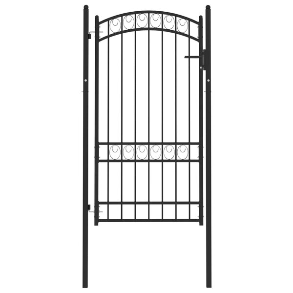 vidaXL Portail de clôture avec dessus arqué Acier 100x175 cm Noir