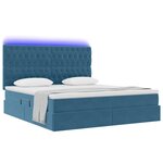 vidaXL Lit avec rangement et LED Bleu foncé 160 x 200 cm Velours