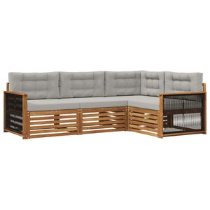 vidaXL Ensemble de canapés d'extérieur 4 pc Naturel et gris clair