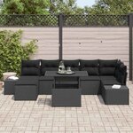 vidaXL Ensemble de canapé de jardin avec coussin 8 Pièces Noir