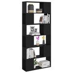 vidaXL Bibliothèque/Séparateur de pièce Noir Bois d'ingénierie
