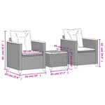 vidaXL Ensemble de bistro 3 Pièces coussins beige résine tressée acacia