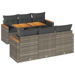 vidaXL Salon de jardin avec coussins 7 Pièces gris résine tressée acacia