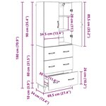 vidaXL Haut Armoire 2 Pièces Chêne artisanal Bois d'ingénierie et verre