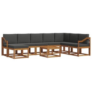 vidaXL Ensemble de canapés d'extérieur 9 Pièces Naturel et Anthracite